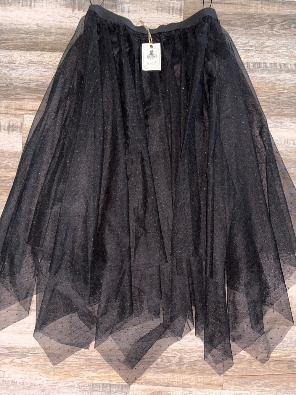 Easel Black Layered Tulle Skirt with Elastic Waistband